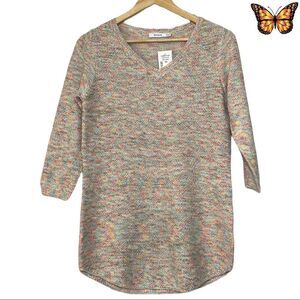 Ricki's V-Neck Curved Hem Pullover Sweater Space Dye Color Size Extra Small